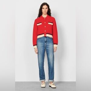 Sandro Idriss Cable-Knit Wool cardigan size 4